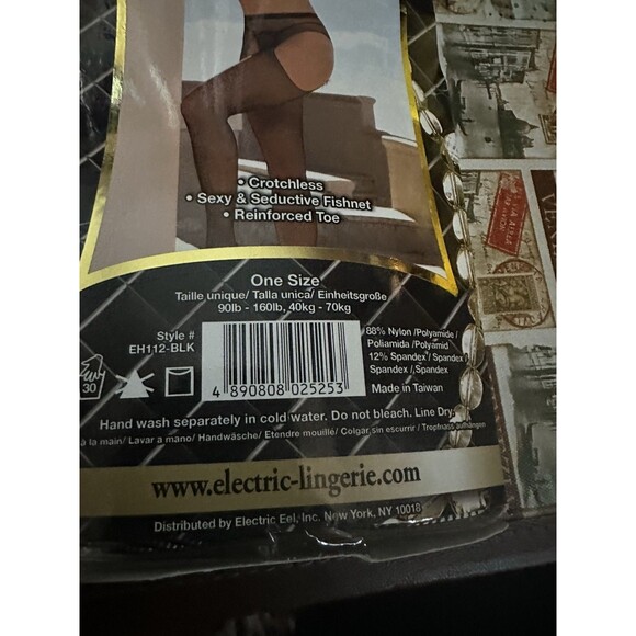 Electric Lingerie Fishnet Crotchless Panty Hose with Bows One Size - Picture 4 of 5